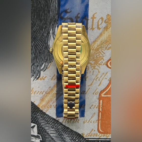 Men’s Luxury Style Automatic Stainless Steel Watch Gold Green Dial 41mm - Picture 4 of 4